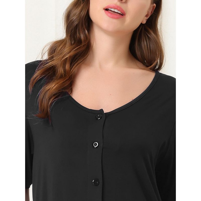 cheibear Womens Modal Nightshirt Soft Button Down Nightgown Short Sleeve Pajama Sleepshirt, 5 of 7