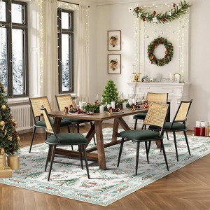 Christmas Area Rug, Xmas Tree Print Foldable Carpet with Non Slip Backing, Low Pile Stain Resistant Floor Carpet for Living Room, Bedroom - 1 of 4