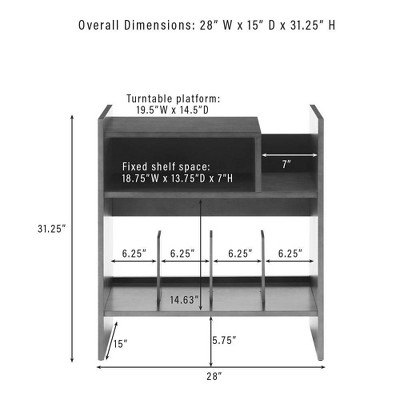 Portland Dark Brown MDF Turntable Stand with Cabinet