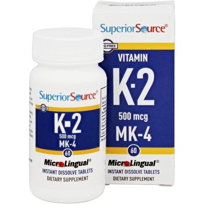 Superior Source Vitamin K2 MK-4 500mcg, Quick Dissolve MicroLingual Tablets, 60 Count – Bone, Artery & Immune Support