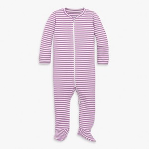 Primary Kids Baby Organic Zip Footie In Stripe - 1 of 1