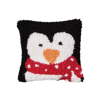 C&F Home 8" x 8" Penguin Hooked Petite  Size Petite  Size Accent Throw  Pillow