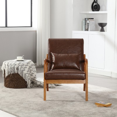 Modern Accent Chair, Solid Wood Padding Lounge Armchairs