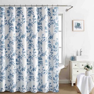 BAGOKIE 72"x72" Floral Cotton Blend Shower Curtain, Pack of 1 - 1 of 3