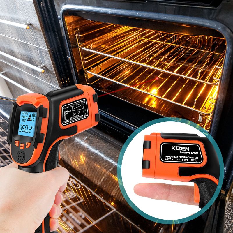 KIZEN Infrared Thermometer Gun - LaserPro LP300 Digital Temperature Laser for Cooking - Orange, 4 of 7