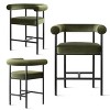 Set of 3 Velvet Upholstered Counter Height Stools, Modern Kitchen Island Stools with Armrests and Footrest for Home Bar-Maison Boucle - 4 of 4