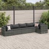 vidaXL 6 Piece Patio Lounge Set - Gray Poly Rattan, Cushions Included, Modular Design, Steel Frame, Outdoor Furniture for Garden/Deck/Terrace - 2 of 4