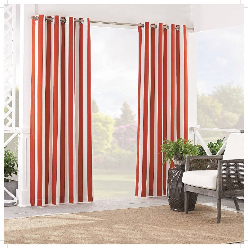 1pc 52&#34;x84&#34; Light Filtering Solstice Stripe Curtain Panel Red - Waverly Sun N Shade, 1 of 5