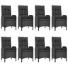 vidaXL 9-Piece Patio Dining Set - Black Poly Rattan with Reclining Chairs, Thick Cushions, and Acacia Wood Tabletop - 4 of 4