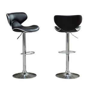 FONTOI 2PCS Upholstery Adjustable Swivel Barstools, Counter Stools with Back&Footrests for Living Room Kitchen Island, Black, 17.75"*21.25"*34" - 1 of 4