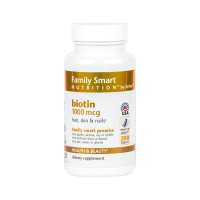 Family Smart Nutrition Biotin 1000mcg Tablets - 200ct