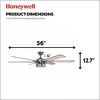 Honeywell Ceiling Fans Kaliza Modern 56 Inch Ceiling Fan with Light, LED Fan with Remote Control, Indoor Fan, 6 Contemporary Blades, Matte Nickel - 3 of 4