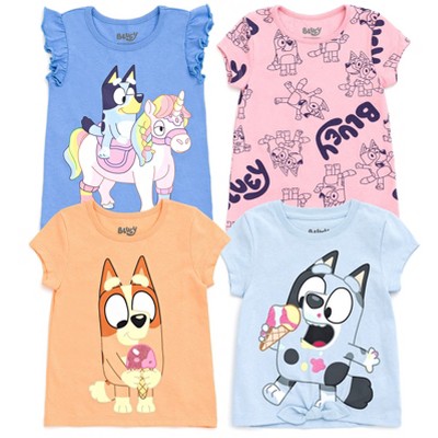 Bluey Bingo and Friends Little Girls 3 Pack Graphic T-shirts Blue / Grey / Pink 6-6X