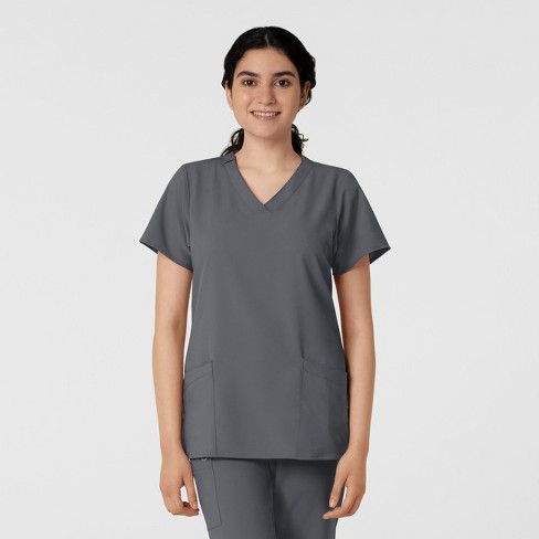 Wink Women's Basic V-neck Scrub Top, Pewter, 5x : Target