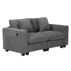 WestinTrends Hearthside 70" Modular Corduroy Loveseat Sofa With USB/Type-C Ports and Side Pockets - 1 of 4