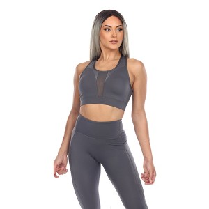 Women's Racer Back Sports Bra Black - White Mark - 1 of 4