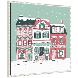 Kate & Laurel All Things Decor Sylvie Beaded Snowy Christmas Village Framed Canvas by Krissy Mast - 1 of 4