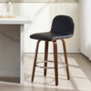 Bekrvio 26" Swivel Counter Height Bar Stools Set of 1 – Mid-Century Modern Upholstered PU Leather & Walnut Bentwood Legs, for Kitchen Island (Black) - 3 of 4