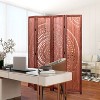 Gulches 55.2'' W x 65'' H 4 - Panel Solid Wood Folding Room Divider, Brown - 2 of 4