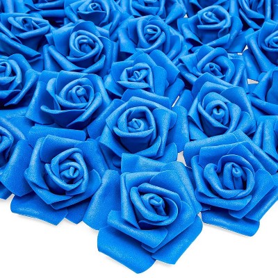 Bright Creations 3" Navy Blue Artificial Rose Fake Flower Heads for Making Bouquets and Decor, 100 Pack