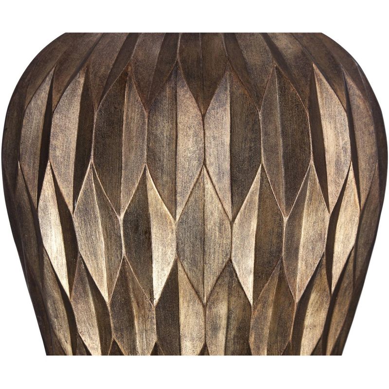 Possini Euro Design Buckhead Modern Table Lamp 28" Tall Warm Bronze Brown Geometric Fabric Drum Shade for Bedroom Living Room Bedside Nightstand, 5 of 7