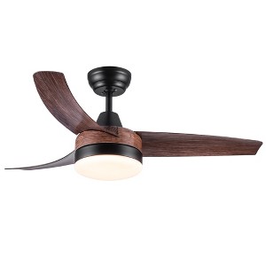 YUHAO 42 in. Indoor Modern Contemporary Matte White ABS Blades Integrated Dimmable LED Ceiling Fan with Light and Remote Control - 1 of 4