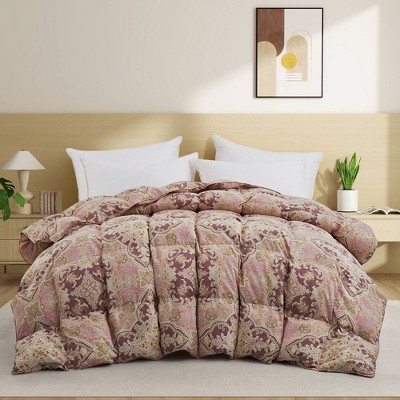Peace Nest All Season Paisley Floral Goose Feather Fiber Comforter Duvet Insert Vintage Style