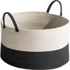 ALEXOUN 20x13IN Natural Cotton Rope Laundry Basket - Soft, Durable & Spacious Storage Hamper for Laundry, Toys, Pillows - Sturdy Handles - 2 of 4