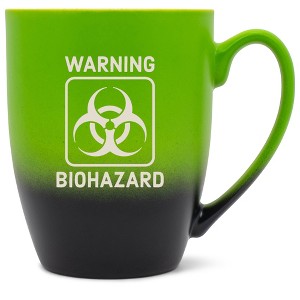 100 North Green and Black Two Toned Ombre, 10 Ounce, Comfortably Fits Your Hands, Ceramic Tea Coffee Cup Mug, Warning Biohazard - 1 of 1