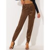 INSPIRE CHIC Women's Satin Drawstring Elastic High Waist Shiny Silky Cargo Pants - 2 of 4