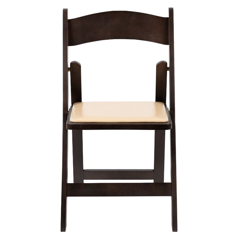 Emma and Oliver Chocolate Wood Folding Chair with Detachable Vinyl Padded Seat, 3 of 13