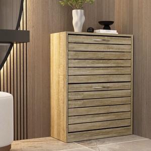Famapy Vintage Wooden Shoe Cabinet with Adjustable Shelves,Thickened Panels & Bottom Waterproof,Space-Saving Flip Up Shoe Rack for Entryway/Bedroom - 1 of 4