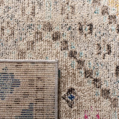 Hand-Knotted Grey and Yellow Square Synthetic Rug