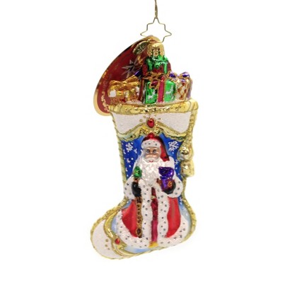 Christopher Radko 5.75" Winter Time Stocking Ornament Santa Gifts Skyline  -  Tree Ornaments