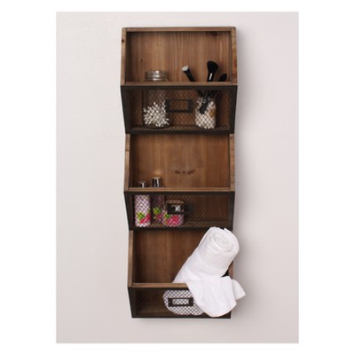 Burdock Rustic Brown Wood and Metal Wall Organizer