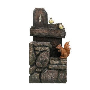 NAYSAYE Fountain Two Tier Woodland Animal Water Feature for Garden Patio and Porch, Multicolor, 14.1"*26.4"*20.9" - 1 of 4