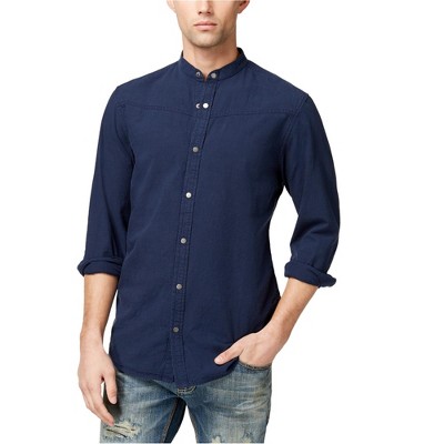 I.N.C International Concepts Mens Palindrome Button Up Shirt, Blue, Small