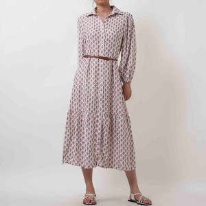 long flowing dresses casual White Cotton Coastal Print Maxi Dress - Casual Dresses