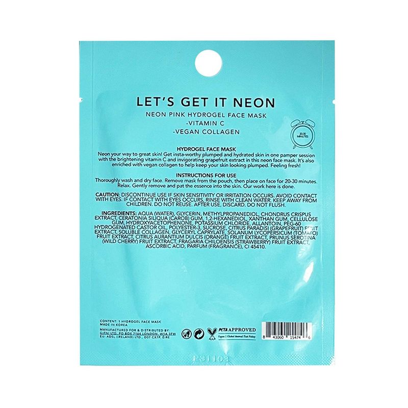 Holler and Glow Face The Neon Hydrogel Face Mask - Neon Pink, 3 of 5
