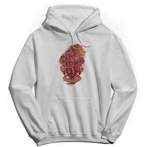 Harry Potter Men's Gryffindor Pride Emblem Long Sleeve Graphic Cotton Sweatshirt Hoodie - White XXL - 1 of 3