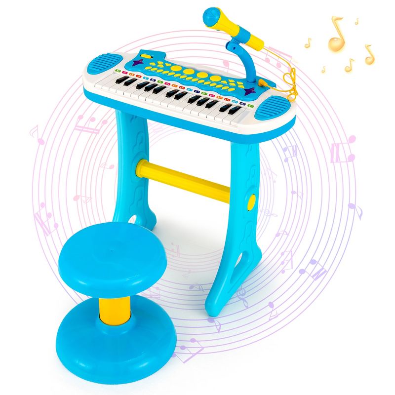 Costway 31 Key Kids Piano Keyboard Toy Toddler Musical Instrument w/ Microphone Pink\Blue, 1 of 13