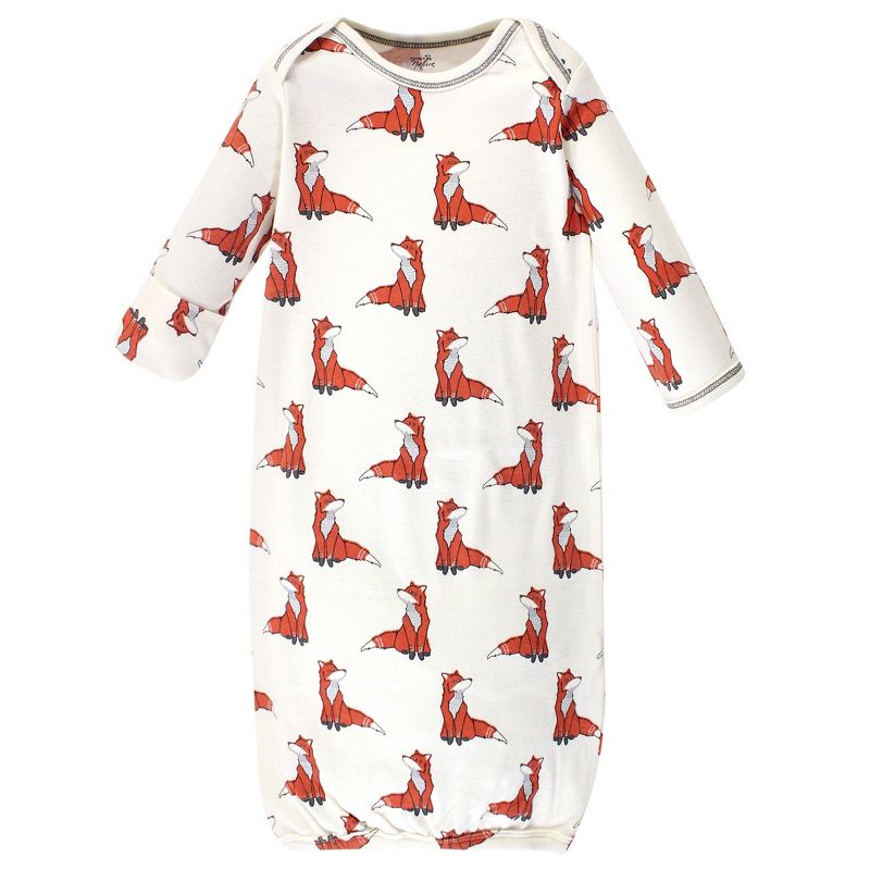 Touched by Nature Baby Boy Organic Cotton Long-Sleeve Gowns 3pk, Boho Fox, 0-6 Months, 3 of 6