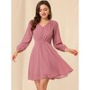 Allegra K Women's Swiss Dots Elastic Waist 3/4 Sleeve A-line Solid Flowy Chiffon Dress - 2 of 4