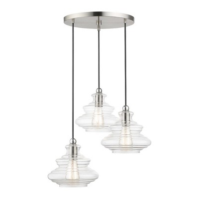 Livex Lighting Everett 3 - Light Pendant in  Brushed Nickel/Polished Chrome