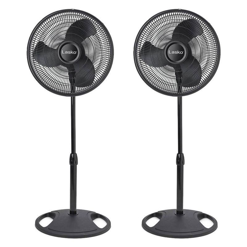 Lasko 2520 16 Inch 3-Speed Quiet Adjustable Tilting Wide-Area Oscillating Standing Pedestal Fan for Bedroom, Kitchen, Home, and Office, Black (2 Pack), 1 of 7