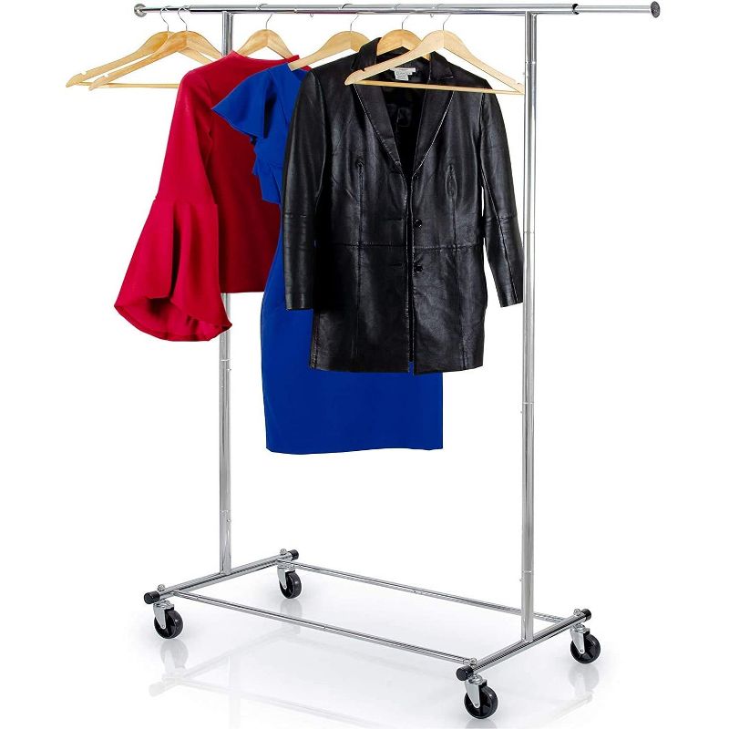 Clothes Rail Rack Heavy Duty Commercial Grade with Chrome Finish and Adjustable Option – Homeitusa, 1 of 6