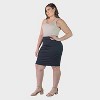 24seven Comfort Aapparel Womens Plus Elastic Waist Solid Color Knee Length Pencil Skirt - 2 of 4