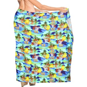 HAPPY BAY Women's Beachwear Summer Beach Bikini Wraps Swimwear Swim Cover Up Wrap Skirt Swimsuit Sarong Coverups for Women One Size Blue,Tree - 1 of 4