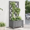 vidaXL Solid Fir Wood Garden Planter with Trellis - Outdoor Flower Box in Gray for Patio, Garden, Terrace - 15.7"x11.8"x35.4" - 2 of 4