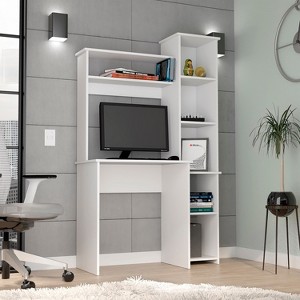 NicBex Home Office Desk 38.7" W Modern Writing Desk with 5-Tier Open Storage Bookshelves and Wooden Frame for Office, Study, Living Room - 1 of 4